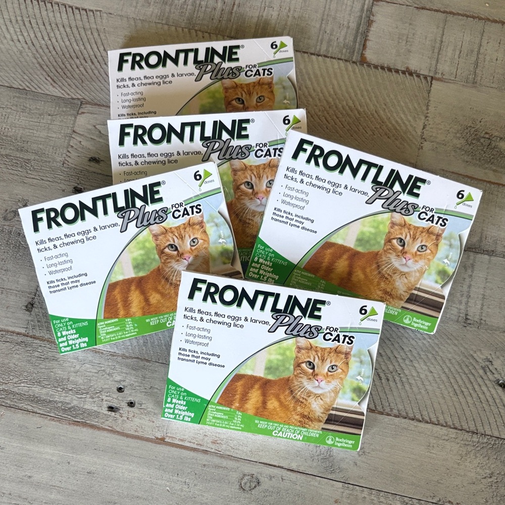 5 Boxes of 6 Monthly Doses FRONTLINE Plus Flea & Tick Treatment for Cats